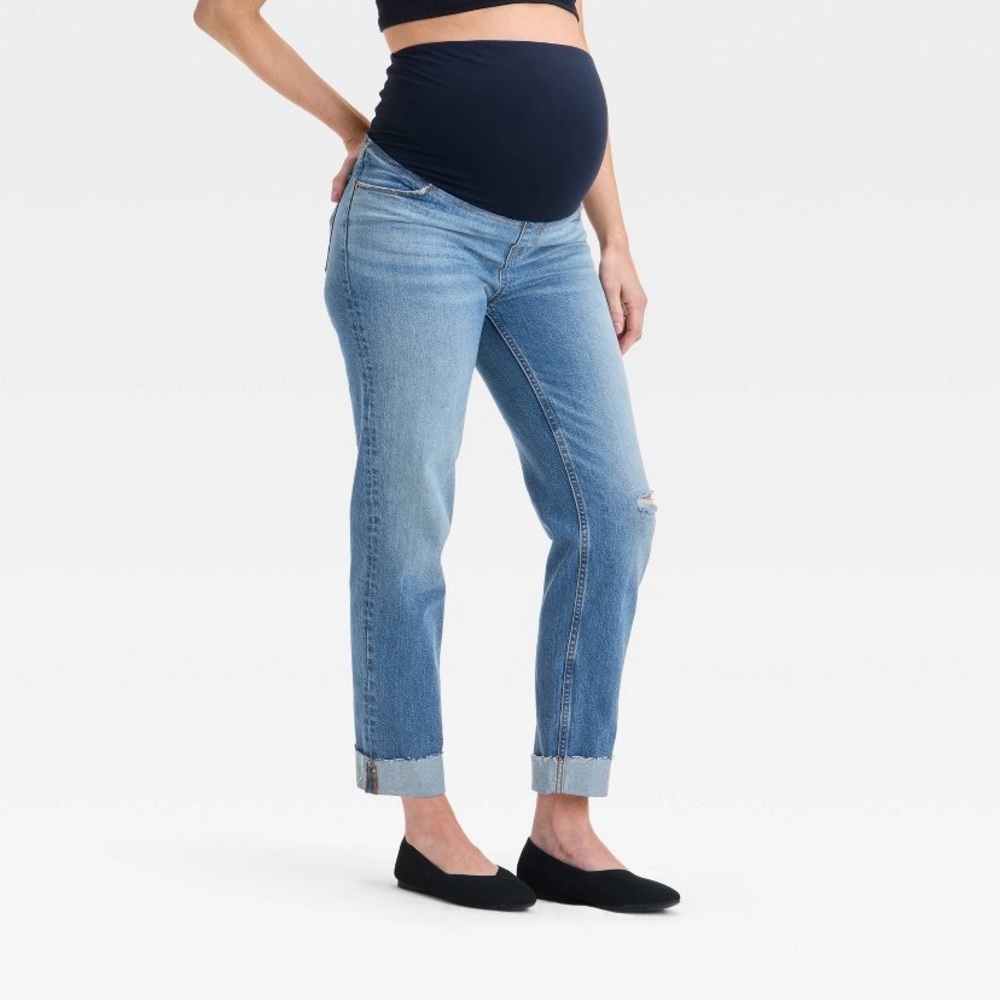 Isabel Maternity Blue Straight Leg Jeans with Comfort Waistband
